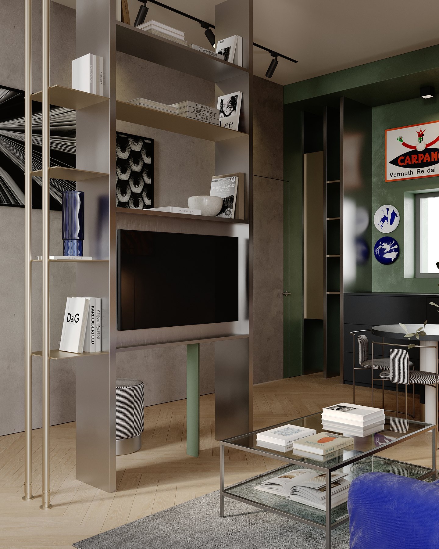 Steel shelving as a wall