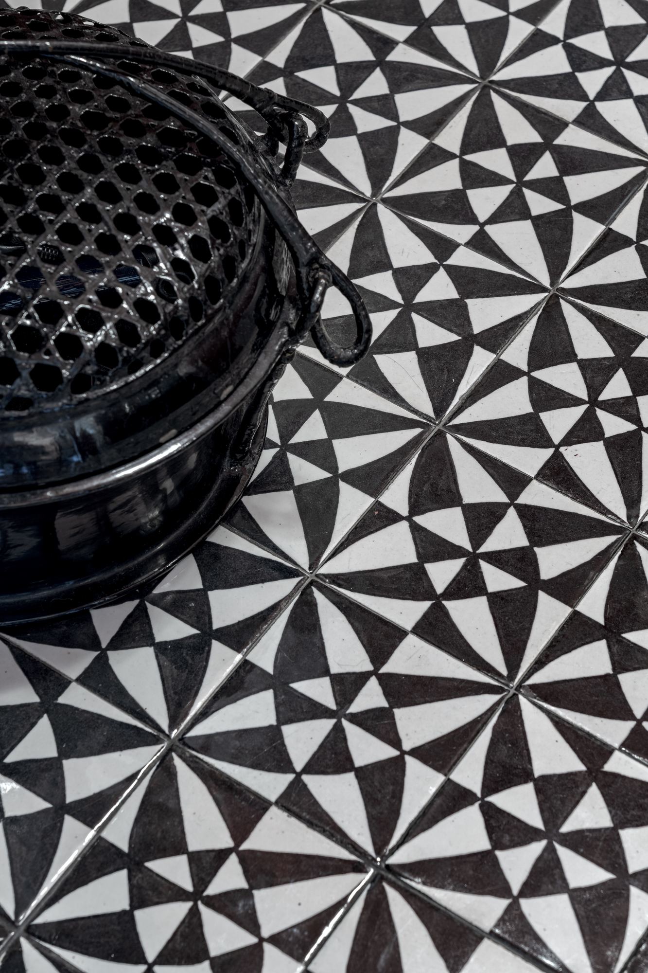 Black and white geometric tiles