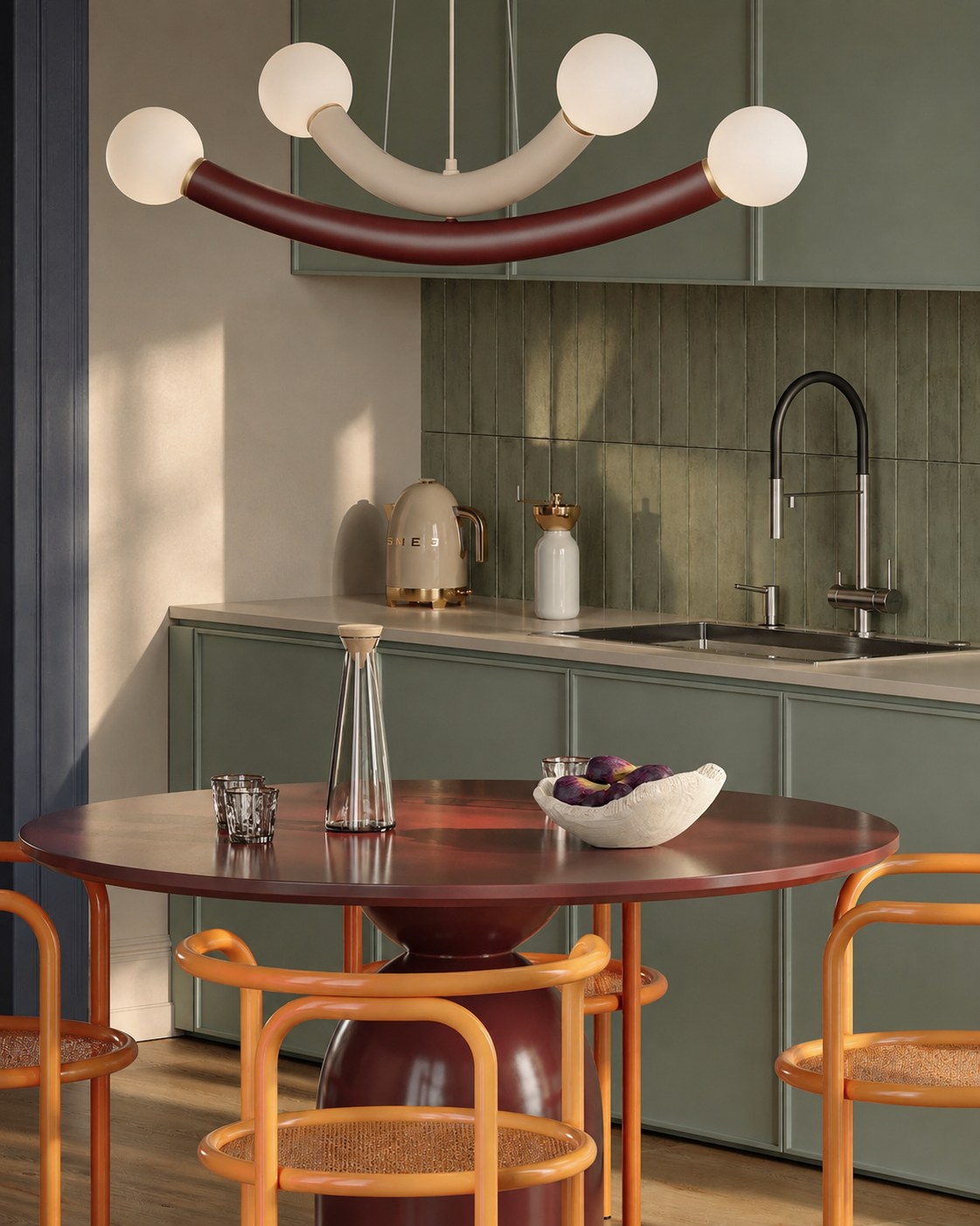 Kitchen detail: pendant, kettle and figs
