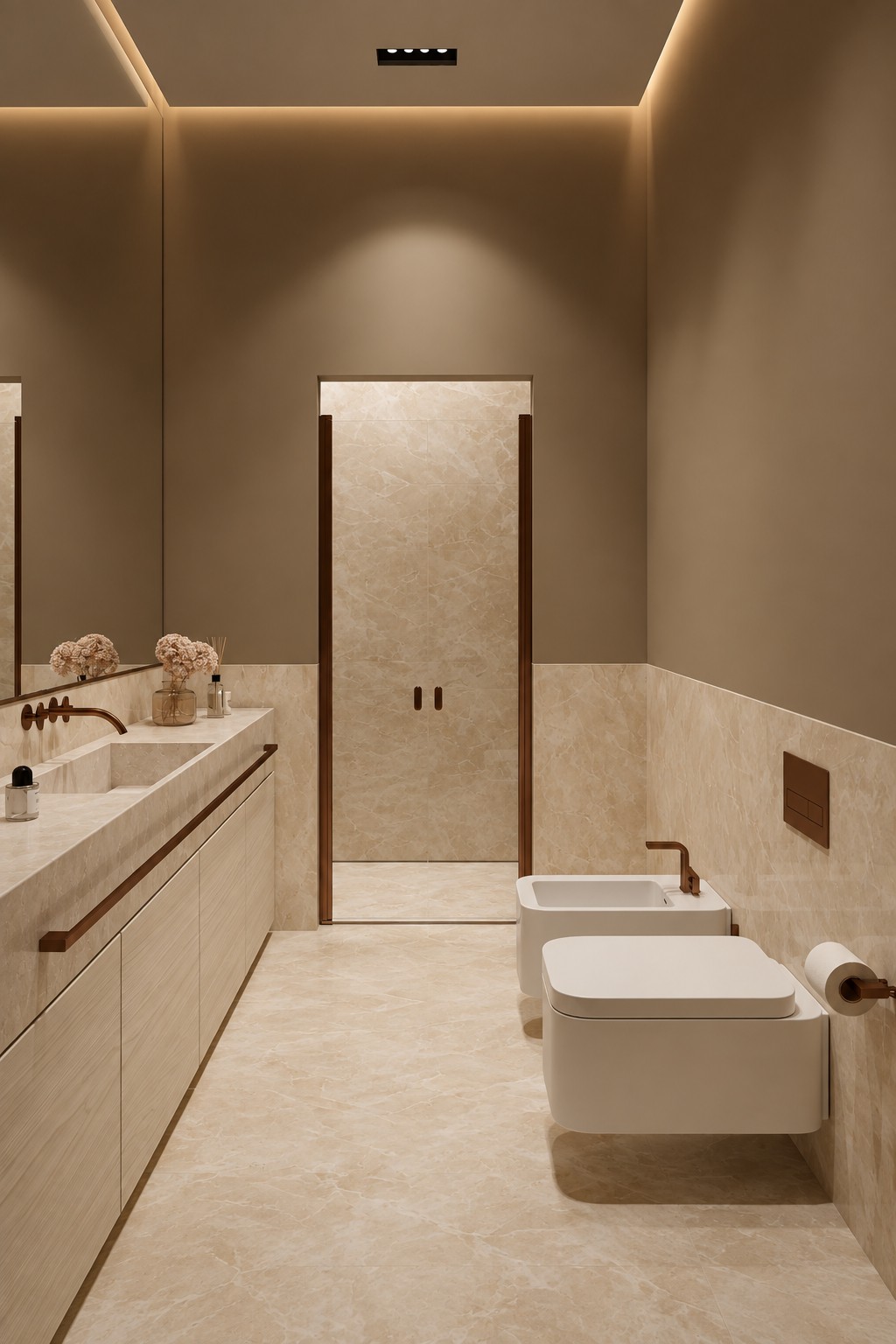 Bathroom with long vanity
