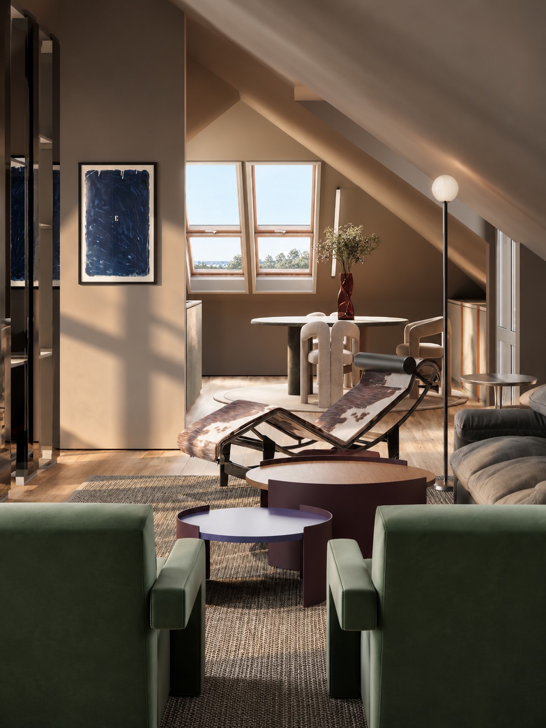 Living room beneath the sloping roof